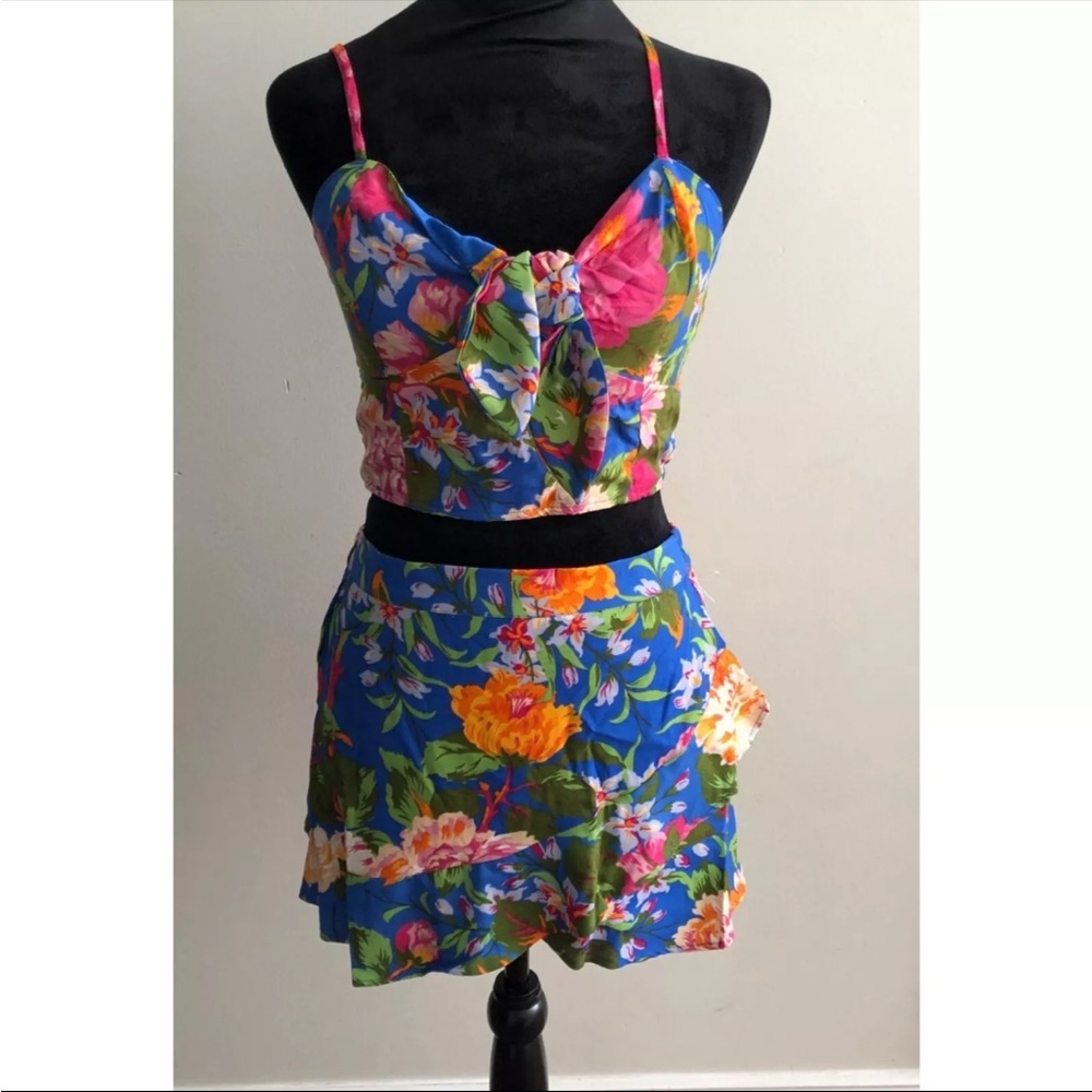 NWT Lottie & Holly B-O-G Collective Floral Crop Top & Shorts Set Skort w Ruffles